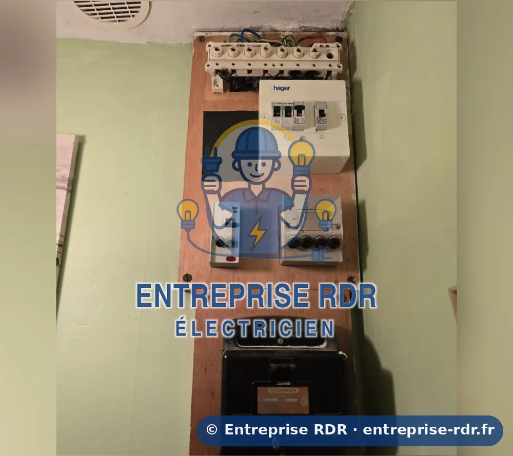 Avant : Ancien tableau à fusibles remplacé par un tableau deux rangées — électricien à Joinville-le-Pont — Entreprise RDR (94)